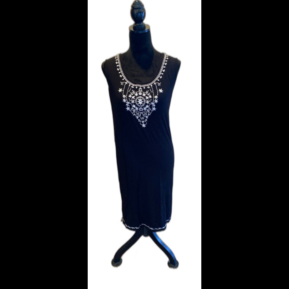 Philosophy Swimsuit Coverup or Casual Dress Plus Size 1X Black White Embroidery - Picture 1 of 12